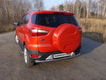Защита заднего бампера (овальная) ТСС (нержавейка d75х42 мм) Ford EcoSport дорестайлинг (2013-2019)