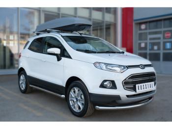 21 999 р. Защита порогов (труба D63 мм) SLITKOFF  Ford EcoSport (2013-2019) дорестайлинг (Защита порогов со срезом 45°). Увеличить фотографию 2