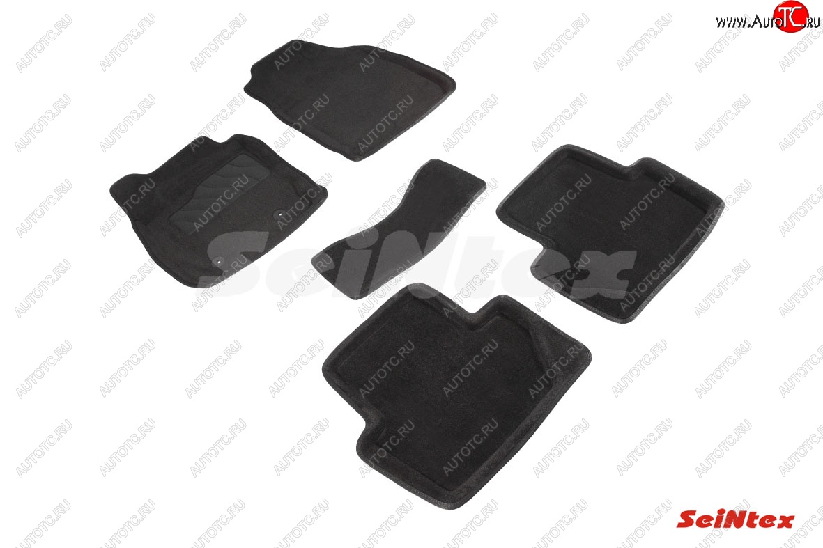 4 999 р. Комплект 3D ковриков в салон (ворсовые / чёрные) Seintex  Ford EcoSport (2013-2019)