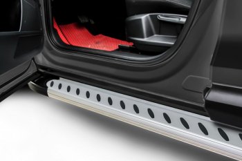 19 349 р. Пороги алюминиевые Slitkoff  Ford EcoSport (2017-2024) (Prestige Silver). Увеличить фотографию 1