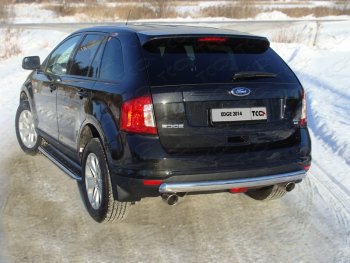 Защита заднего бампера (овальная) ТСС 75х42 мм Ford Edge CD539 дорестайлинг (2015-2018)