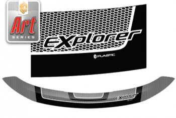 3 069 р. Дефлектор капота CA-Plastiс exclusive  Ford Explorer  U502 (2015-2019) (Серия Art серебро). Увеличить фотографию 1