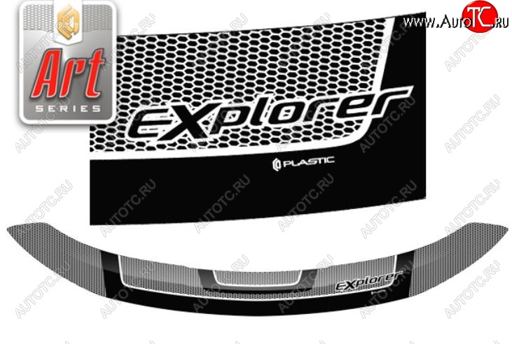 3 069 р. Дефлектор капота CA-Plastiс exclusive  Ford Explorer  U502 (2015-2019) (Серия Art серебро)