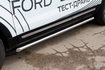 15 999 р. Защита порогов Slitkoff (d76 мм)  Ford Explorer  U502 (2015-2018) (Нержавейка, Полированная). Увеличить фотографию 1