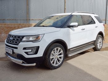 22 949 р. Защита переднего бампера (2 трубыØ63 и 75х42 мм, нержавейка) Russtal Ford Explorer U502 2-ой рестайлинг, 5 дв. (2017-2019). Увеличить фотографию 3