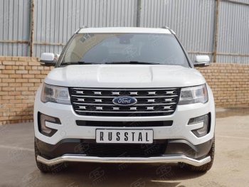 14 649 р. Защита переднего бампера (Ø63 мм волна, нержавейка) SLITKOFF  Ford Explorer  U502 (2015-2019) 1-ый рестайлинг, 5 дв., 2-ой рестайлинг, 5 дв.. Увеличить фотографию 4