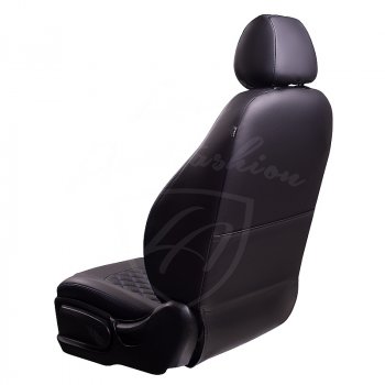8 999 р. Чехлы для сидений Lord Autofashion Турин Ромб (экокожа)  Ford Focus  2 (2004-2011) (Черный, вставка черная, строчка синяя). Увеличить фотографию 3