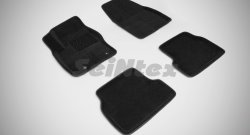 4 799 р. Износостойкие коврики в салон SeiNtex Premium 3D 4 шт. (ворсовые, черные) Ford Focus 2 седан рестайлинг (2007-2011). Увеличить фотографию 1