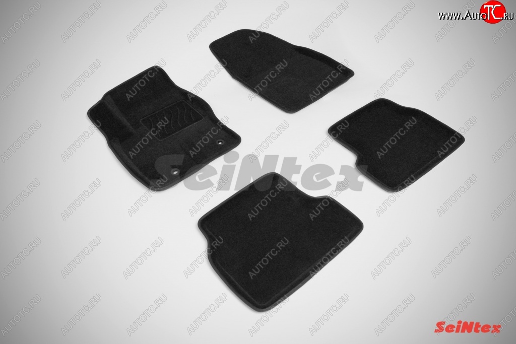 4 799 р. Износостойкие коврики в салон SeiNtex Premium 3D 4 шт. (ворсовые, черные) Ford Focus 2 хэтчбэк 5 дв. дорестайлинг (2004-2008)