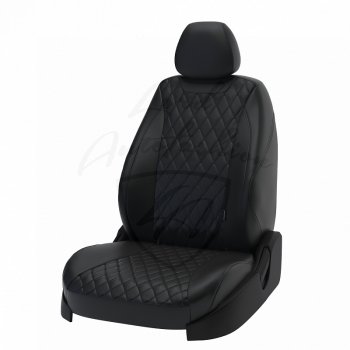 16 749 р. Чехлы для сидений Lord Autofashion Байрон (экокожа)  Ford Focus  2 (2004-2011) (Чёрный, вставка чёрная, строчка чёрная). Увеличить фотографию 1
