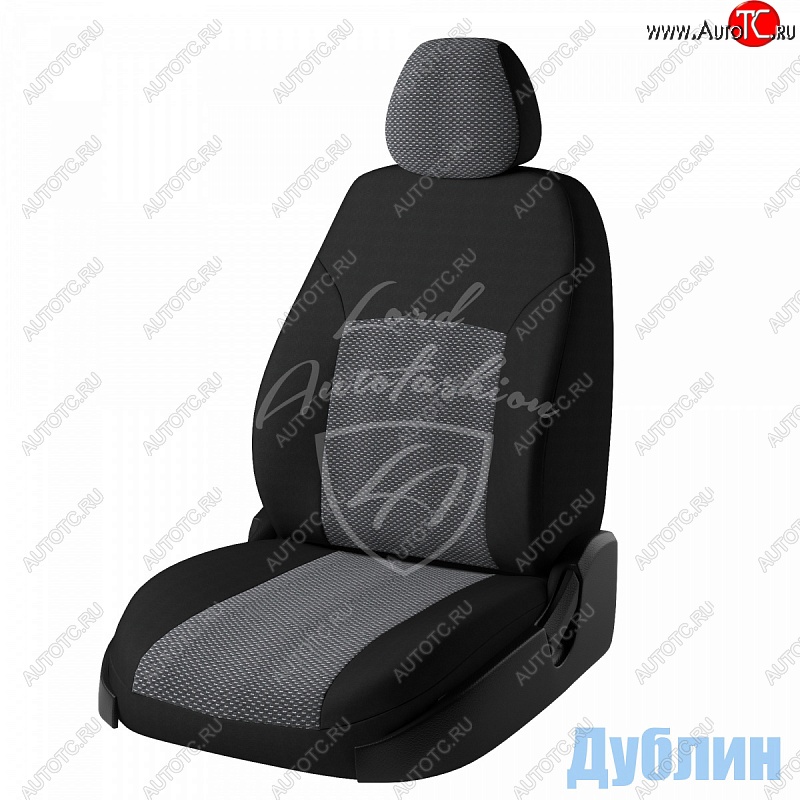 6 499 р. Чехлы для сидений Lord Autofashion Дублин (жаккард)  Ford Focus  2 (2004-2011) (Черный, вставка Ёж Белый)