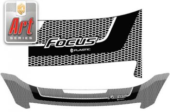2 349 р. Дефлектор капота CA-Plastiс  Ford Focus  2 (2007-2011) (Серия Art графит). Увеличить фотографию 1