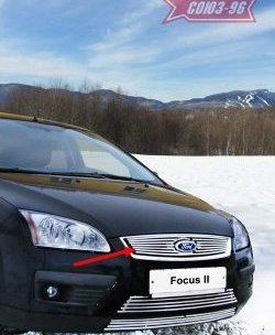 3 824 р. Декоративный элемент решетки радиатора Souz-96 (d10) Ford Focus 2  седан дорестайлинг (2004-2008). Увеличить фотографию 1