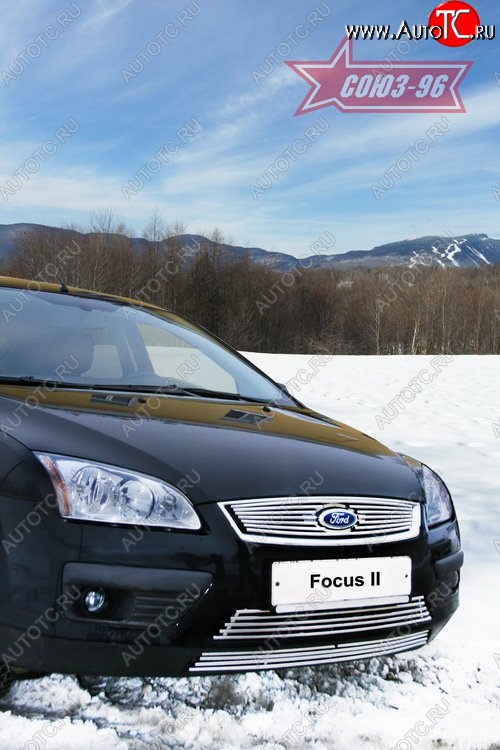 3 959 р. Декоративные вставки воздухозаборника в бампер Souz-96  Ford Focus  2 (2004-2008)