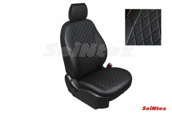 Чехлы для сидений (GhiaTitanium) Seintex (экокожа, ромб) Ford Focus 2  седан дорестайлинг (2004-2008)  (Черный)