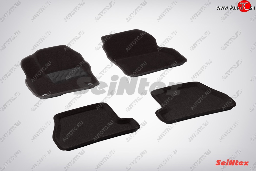 4 799 р. Коврики в салон (АКПП) SeiNtex Premium 3D 4 шт. (ворсовые, черные) Ford Focus 3 хэтчбэк рестайлинг (2014-2019)