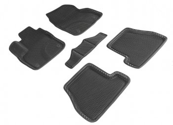 Коврики в салон EVA 3D РОМБ (полимер, МT) Ford Focus 3 хэтчбэк дорестайлинг (2010-2015)  (Черный, кант черный)