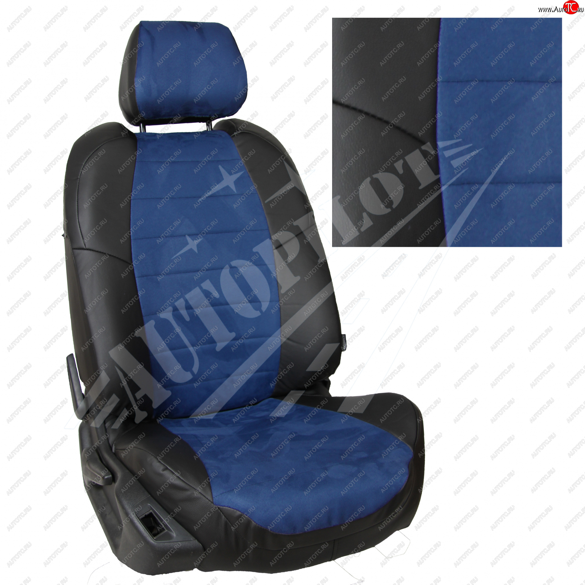 13 449 р. Чехлы сидений AUTOPILOT Алькантара (Sport/Titanium, Задняя спинка и сиденье 40/60)  Ford Focus  3 (2010-2019) (Черный + Синий)