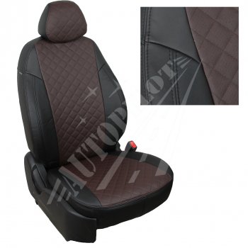 7 799 р. Чехлы сидений AUTOPILOT Экокожа Ромб (AmbienteTrend, задние спинка и сиденье 60/40)  Ford Focus  3 (2010-2019) (Черный + Шоколад). Увеличить фотографию 1
