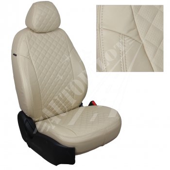 7 599 р. Чехлы сидений AUTOPILOT Экокожа Ромб (AmbienteTrend, задние спинка и сиденье 60/40)  Ford Focus  3 (2010-2019) (Бежевый + Бежевый). Увеличить фотографию 1