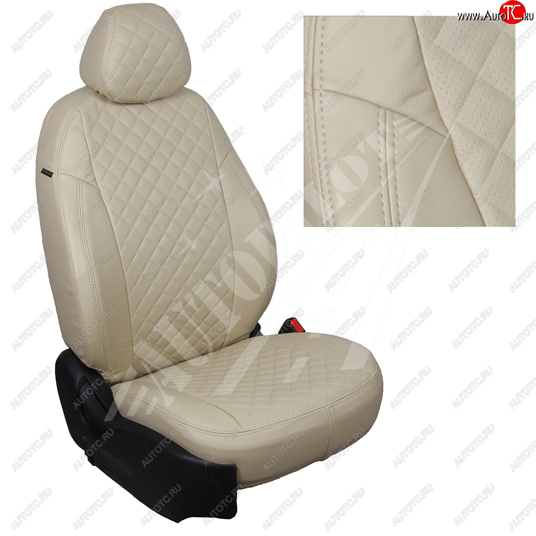 7 799 р. Чехлы сидений AUTOPILOT Экокожа Ромб (Sport/Titanium, Задняя спинка и сиденье 40/60)  Ford Focus  3 (2010-2019) (Бежевый + Бежевый)