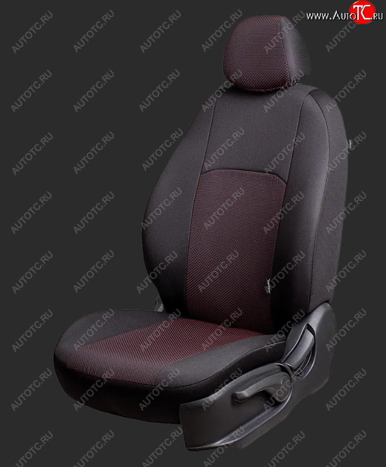 6 499 р. Чехлы для сидений Lord Autofashion Дублин (жаккард, Ghia/Titanium, спинка и сиденье 60/40+подлокотник, 3 Г-образных подголовника)  Ford Focus  3 (2010-2019) (Черный, вставка Ёж Красный)