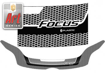 2 499 р. Дефлектор капота CA-Plastiс  Ford Focus  3 (2010-2015) (Серия Art графит). Увеличить фотографию 1
