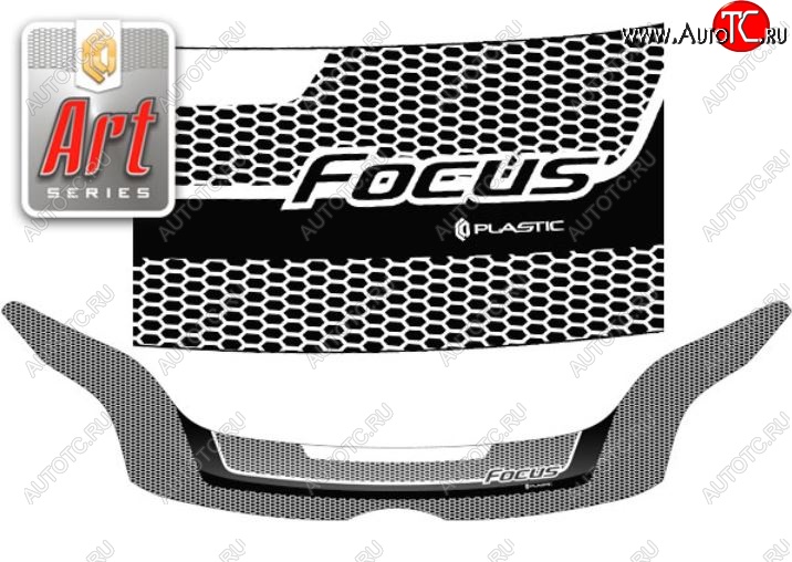 2 499 р. Дефлектор капота CA-Plastiс  Ford Focus  3 (2010-2015) (Серия Art графит)