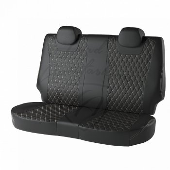 16 749 р. Чехлы для сидений Lord Autofashion Байрон (экокожа)  Ford Focus  3 (2010-2019) (Чёрный, вставка чёрная, строчка бежевая). Увеличить фотографию 2