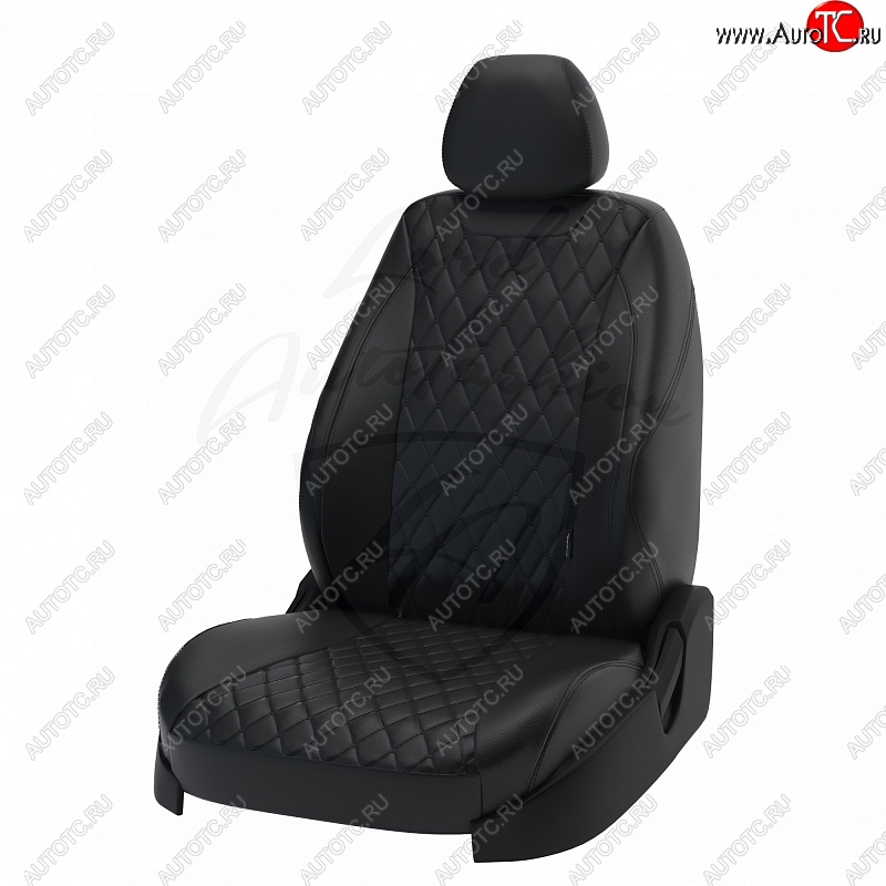 16 749 р. Чехлы для сидений Lord Autofashion Байрон (экокожа)  Ford Focus  3 (2010-2019) (Чёрный, вставка чёрная, строчка чёрная)