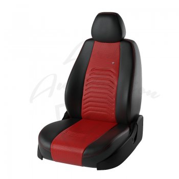 7 799 р. Чехлы для сидений Lord Autofashion Денвер (экокожа)  Ford Focus  3 (2010-2019) (Чёрный, вставка красная). Увеличить фотографию 1