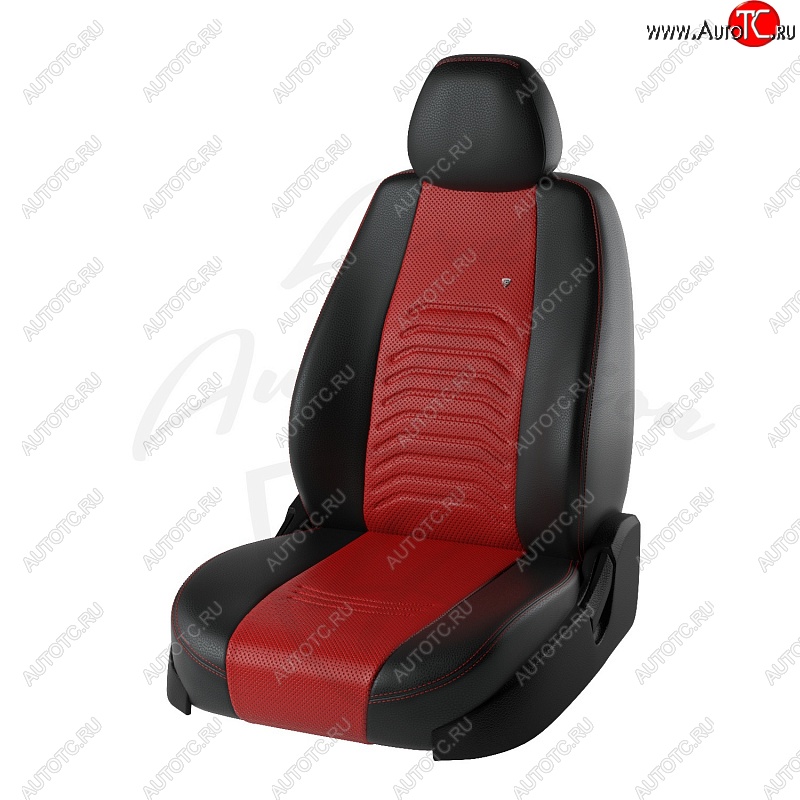 7 799 р. Чехлы для сидений Lord Autofashion Денвер (экокожа)  Ford Focus  3 (2010-2019) (Чёрный, вставка красная)