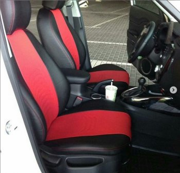 7 799 р. Чехлы для сидений Lord Autofashion Денвер (экокожа)  Ford Focus  3 (2010-2019) (Чёрный, вставка красная). Увеличить фотографию 3
