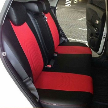 7 799 р. Чехлы для сидений Lord Autofashion Денвер (экокожа)  Ford Focus  3 (2010-2019) (Чёрный, вставка красная). Увеличить фотографию 4