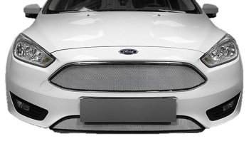 1 249 р. Защитная сетка радиатора Russtal Ford Focus 3 универсал рестайлинг (2014-2019) (Верхняя чёрная). Увеличить фотографию 1
