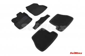 4 799 р. Комплект 3D ковриков в салон (ворсовые / чёрные) (МКПП) Seintex  Ford Focus  3 (2014-2019). Увеличить фотографию 1