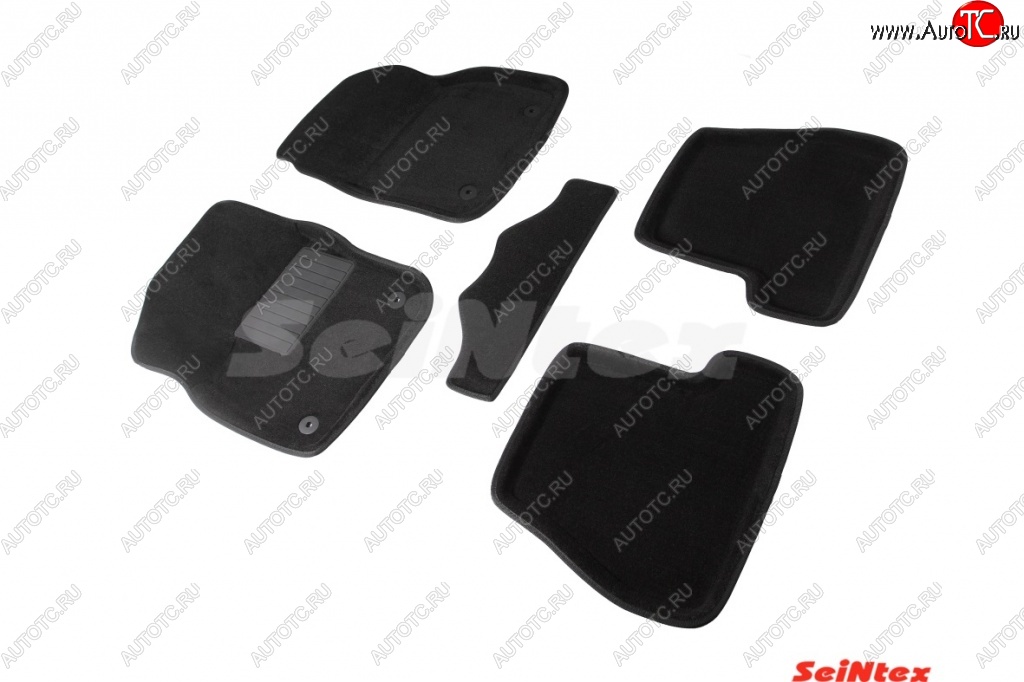 4 799 р. Комплект 3D ковриков в салон (АКПП) Seintex  Ford Focus  3 (2010-2015) (Чёрный)