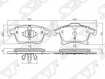 1 549 р. Колодки тормозные SAT (передние)  Ford Mondeo  MK5 CD391 (2014-2024). Увеличить фотографию 1