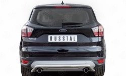Защита заднего бампера (Ø42 мм волна, нержавейка) Russtal Ford (Форд) Kuga (Куга)  2 (2016-2019) 2 рестайлинг