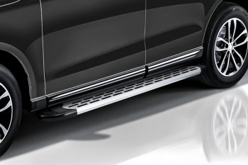 19 749 р. Пороги алюминиевые Slitkoff  Ford Kuga  2 (2016-2019) (Premium Silver). Увеличить фотографию 2