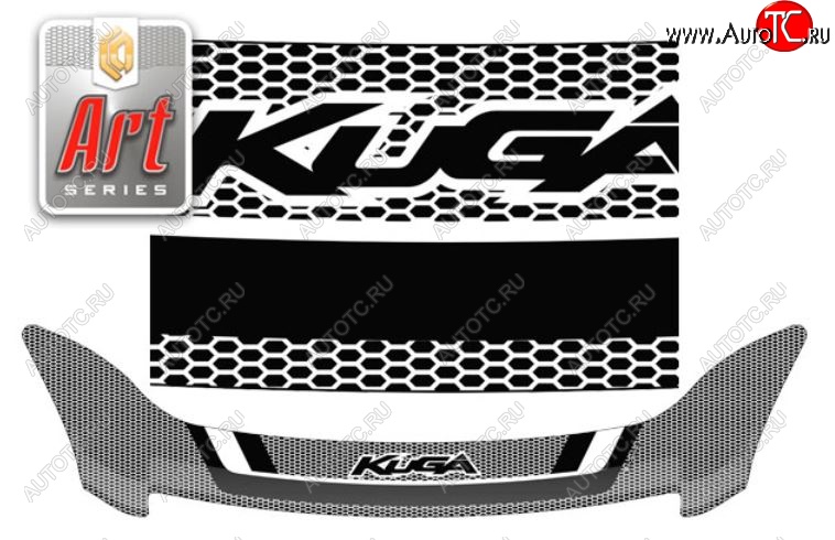 2 599 р. Дефлектор капота CA-Plastiс  Ford Kuga  1 (2008-2013) (Серия Art серебро)