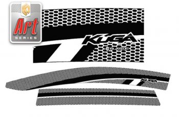 2 399 р. Дефлектора окон CA-Plastic  Ford Kuga  1 (2008-2013) (Серия Art черная, Без хром.молдинга). Увеличить фотографию 1