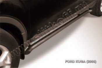 8 799 р. Защита порогов d57 Slitkoff (труба)  Ford Kuga  1 (2008-2013) (Цвет: серебристый). Увеличить фотографию 1