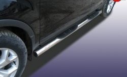 13 949 р. Защита порогов из трубы d76 мм с пластиковыми вставками для ног Slitkoff Ford Kuga 1 (2008-2013) (Нержавейка, Полированная). Увеличить фотографию 1