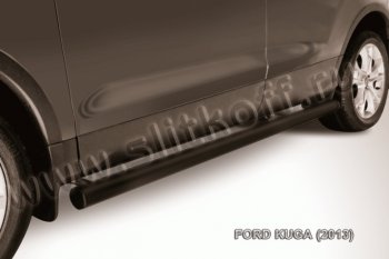 8 349 р. Защита порогов d76 труба Slitkoff  Ford Kuga  2 (2013-2016) (Цвет: серебристый). Увеличить фотографию 1
