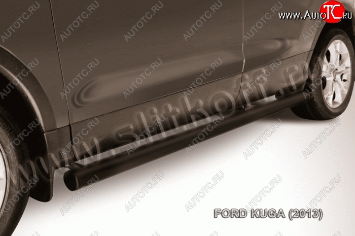 8 349 р. Защита порогов d76 труба Slitkoff Ford Kuga 2 дорестайлинг (2013-2016) (Цвет: серебристый)