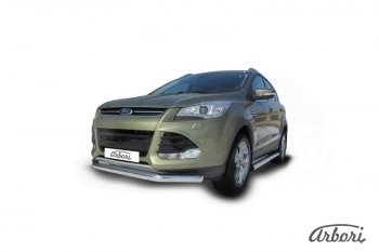 13 319 р. Защита переднего бампера Arbori (нержавейка, 1 труба d76 mm) Ford Kuga 2 дорестайлинг (2013-2016). Увеличить фотографию 2