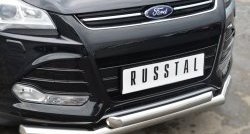 20 999 р. Защита переднего бампера (2 трубыØ76 и 63 мм, нержавейка) SLITKOFF Ford Kuga 2 дорестайлинг (2013-2016). Увеличить фотографию 2