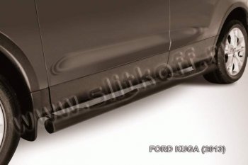 9 749 р. Защита порогов из трубы d76 Slitkoff (с проступью)  Ford Kuga  2 (2013-2016) (Цвет: серебристый). Увеличить фотографию 1