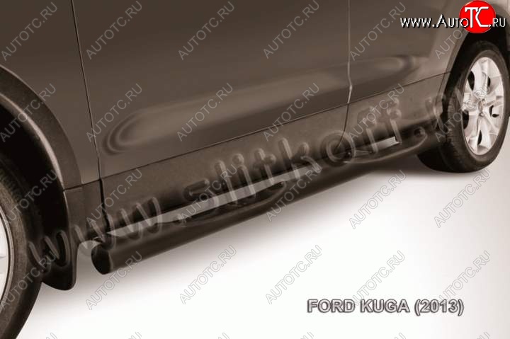 9 749 р. Защита порогов из трубы d76 Slitkoff (с проступью)  Ford Kuga  2 (2013-2016) (Цвет: серебристый)